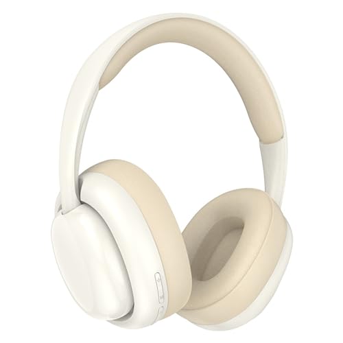 SHINROAD Bluetooth Kopfhörer Over-Ear, Kopfhörer Kabellos Bluetooth 5.1 Over Ear, Wireless Faltbares Stereo Headset, Noise Cancelling kopfhoerer mit Mikrofon,Headphones für Phones/Pads/PC (Beige) von SHINROAD