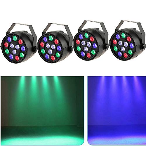 4 Stück Bühnenlicht Set 15W LED RGB Flat PAR Licht DMX Bühncht Beleuchtung 7 Steuerkanäl LED Discokugel Party Partybeleuchtung Scheinwerfer von SHIOUCY