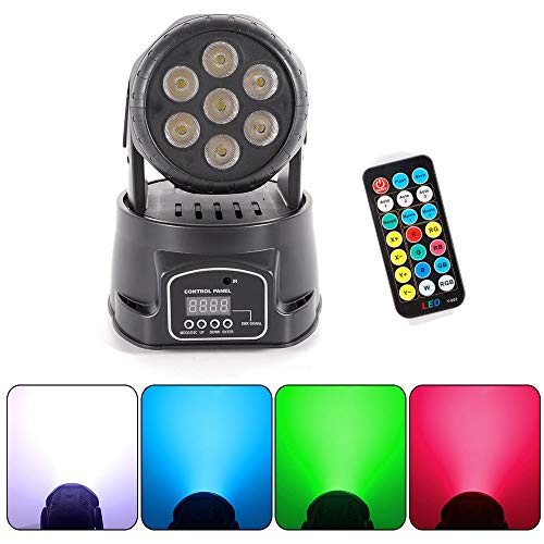 7 × 10W RGBW 4 in 1 LED Moving Head Bewegliche Bühnenlicht (DMX512, Fernbedienung, Master/Slave, Stand-alone-Blitz, automatisch) Moving Heads Lixada, Lichteffekt, DJ Effekt,Bühnenbeleuchtung von SHIOUCY