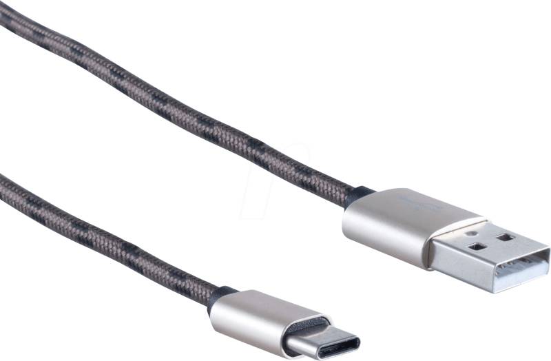 SHVP BS1450080 - USB-A-Stecker > USB TypC Stecker Nylon braun 0,9 von SHIVERPEAKS