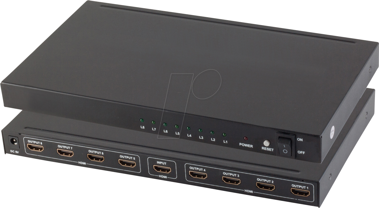 SHVP SP05-03008 - HDMI Verteiler, 1x8, 4K30Hz, schwarz von SHIVERPEAKS