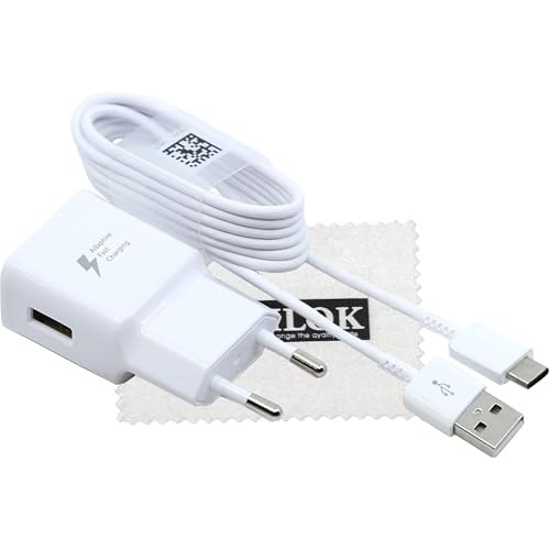 Original Ladegerät für Samsung Galaxy A12 A13 A14 A15 A51 A52 A60 A70 A70s A71 A80 A90 Fast Charge 15W 2A Ladekabel Typ C mit Reinigungstuch Shlok von SHLOK