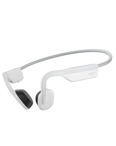 SHOKZ OpenMove Bluetooth Kabellos Kopfhörer, Knochenschall Bone Conduction Wireless Headset, Wasserdicht Staubdicht Sport Kopfhörer für Workout Laufen Joggen, 6H Spielzeit, Alpine White von SHOKZ