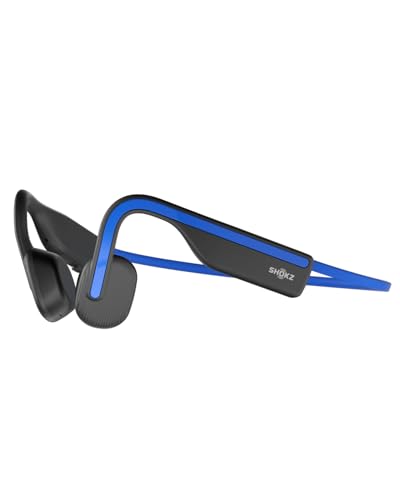 SHOKZ OpenMove Knochenschall Kopfhörer, Open-Ear Sport Bluetooth Ohrhörer mit Noise-Cancelling Mikrofon, IP55 wasserdichtes kabelloses Headset zum Laufen, 6 Stunden Spielzeit, mit Aufklebern, Blau von SHOKZ