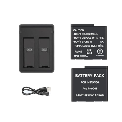 SHOOT 2PCS 3.85V 1800mAh Akku für Insta360 Ace Pro Kamera, Schnellladegerät mit 2 Anschlüssen, Kompatibel mit Insta360 Ace Pro SHOOT 2PCS 3.85V 1800mAh Akku für Insta360 Ace Pro Kamera, Schnellladegerät mit 2 Anschlüssen, Kompatibel mit Insta360 Ace Pro von SHOOT