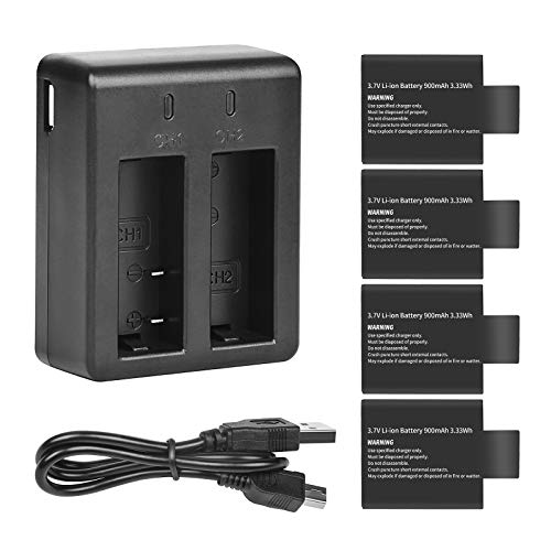 SHOOT Ersatzakku-Kit mit Dual-Ladegerät 3,7 V 900 mAh Li-Ion-Akkus Kompatibel mit SJCAM SJ4000 SJ5000 SJ6000 M10 Action Camera SHOOT Ersatzakku-Kit mit Dual-Ladegerät 3,7 V 900 mAh Li-Ion-Akkus Kompatibel mit SJCAM SJ4000 SJ5000 SJ6000 M10 Action Camera von SHOOT