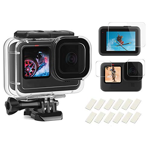 SHOOT Wasserdichtes Gehäuse für GoPro Hero 12/11/10/9 Black, 60m/196ft Unterwasserschutz Gehäuse mit Displayschutzfolie aus Gehärtetem Glas mit Antibeschlag Einsätze von SHOOT