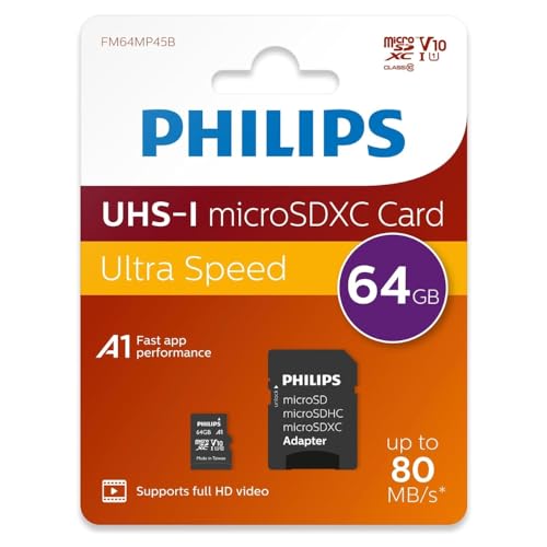 Philips MicroSDHC 64 GB CL10 80 MB/s UHS-I + Retail Adapter von SHOP-STORY