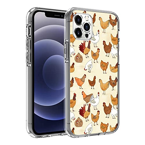 Kompatibel mit iPhone 13 Pro Max Hülle Funny Farm Cute Chicken Printed Clear Case Soft TPU Shockproof Slim Case for Women Men Gifts von SHOUBILNOG