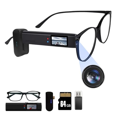 SHPTDJTIC 2,7K ultraleichte Kopf-montierte Sportkamera, 21 g Brillenkompatibel, Action-Cam mit Freisprechfunktion, POV und verlustfreiem Audio für Reisende/Business (Black64G-plus) von SHPTDJTIC