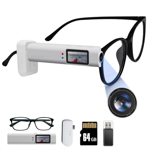 SHPTDJTIC 2,7K ultraleichte Kopf-montierte Sportkamera, 21 g Brillenkompatibel, Action-Cam mit Freisprechfunktion, POV und verlustfreiem Audio für Reisende/Business (White64G-plus) von SHPTDJTIC