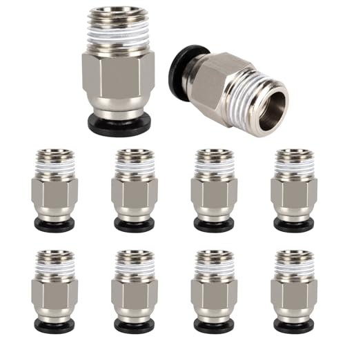 10 Stück PC4-M10 Stecker,PC4-M10 Connector Pneumatische Luft PTFE Tube Push Schnellverschraubung Schnellverbinder zum Einstecken für 3D-Drucker,PTFE Tube Verbinder,PC4 M10 Pneumatik Verbinder von SHPUJUN