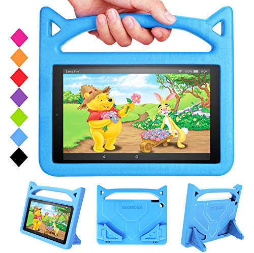 2019 HD10 Tablet-Hülle (9. / 7. / 5. Generation, Version 2019 / 2017 / 2015), nicht kompatibel mit Nokia Sony 10 Zoll Tablet-PC, robust, leicht, stoßfest, mit niedlichem Katzengriff, Standfunktion von SHREBORN