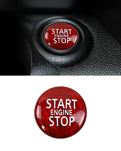 Rote Kohlefaser Auto Start Stop Knopf Innenverkleidung Aufkleber, für Mini R55 R56 R57 R58 R59 R60 R61 Zubehör 2007-2016 von SHSBSCAR