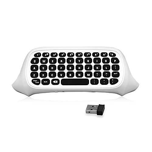 SHUAIGUO 2.4G Wireless Mini Chatpad Tastatur mit 3,5 mm Audio Jack Chat Message Tastatur Ersatz für Xbox One/Slim/Elit Controller Weiß von SHUAIGUO