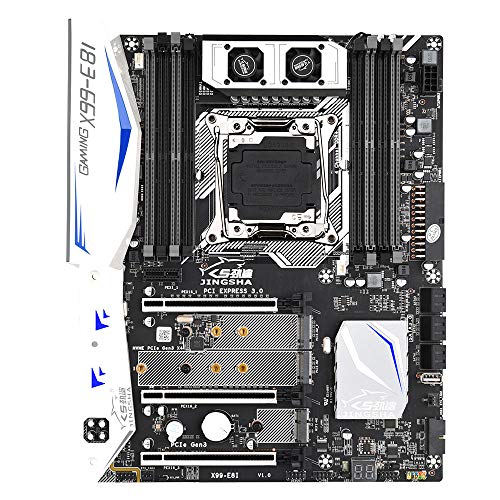 SHUAIGUO X99-E8I Gaming-Motherboard mit 8 DDR4-Speichersteckplätzen 6 3.0-Ports Unterstützt Intel Xeon E5 LGA2011-3 V3 / V4-CPU, Schwarz von SHUAIGUO