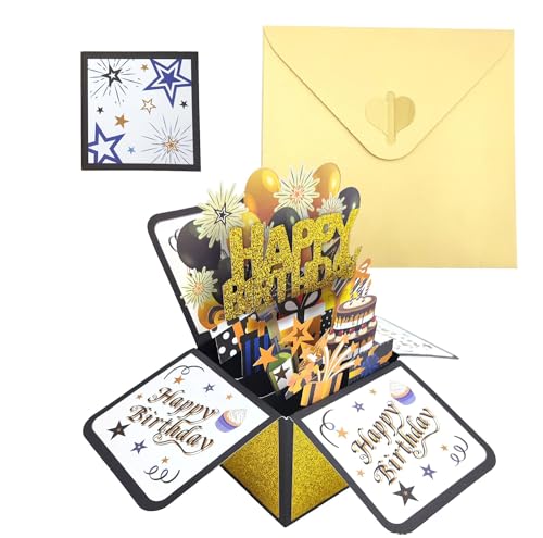 SHUBEIEUMI Geburtstagskarte, 3D Pop Up Karte Geburtstag Pop Up Grußkarten Glückwünsche Geburtstagskarten mit Umschlag, Geburtstagsgeschenk für Familie und Freunden von SHUBEIEUMI
