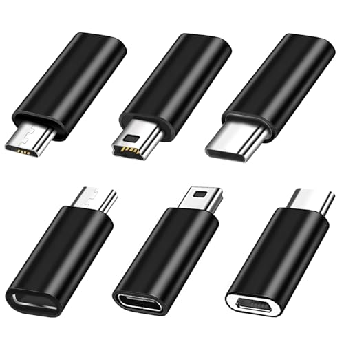 SHUBEIEUMI USB C Adapter 6 Stück, Micro USB auf USB C Adapter, Mini USB auf USB C Adapter, Unterstützt 2,4 A Schnellladung und Datentransfer, Kompatibel mit Laptops, Tablets, Phone usw von SHUBEIEUMI
