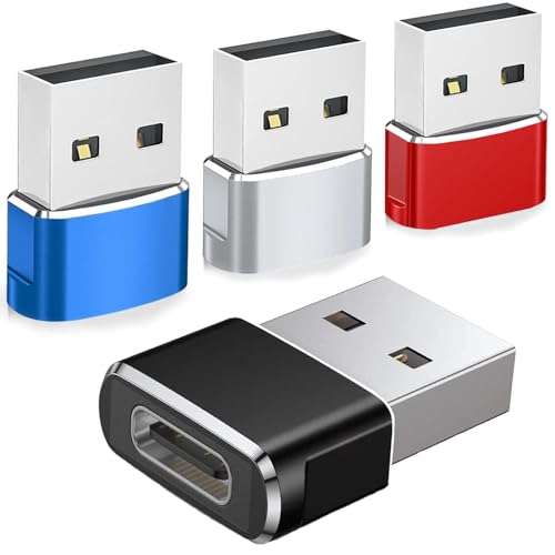 SHUBEIEUMI USB C Buchse zu USB Stecker Adapter 4 Stück, Typ C Female zu USB A Male Adapter, für Phone 14 15 16 Pro Max, Samsung Galaxy S23 S24 A54, Pad 11 10 Air Ultra von SHUBEIEUMI