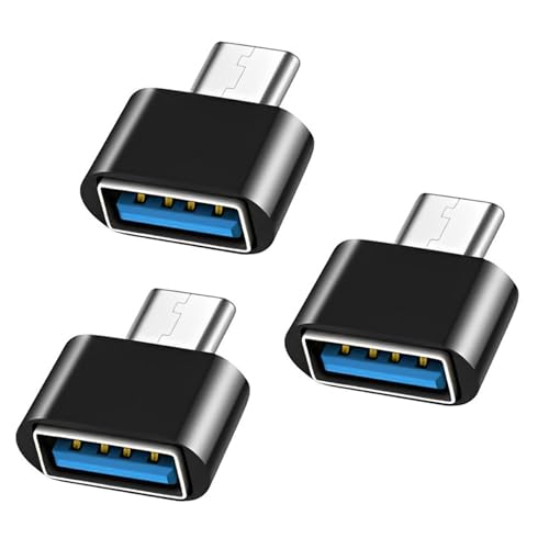 SHUBEIEUMI USB C auf USB Adapter (3 Stück), USB A auf USB C Adapter, USB C OTG Adapter, USB Buchse auf USB-C Stecker Kompatibel mit MacBook Pro, Samsung Galaxy S24/S23, Laptops und Mehr (Schwarz) von SHUBEIEUMI