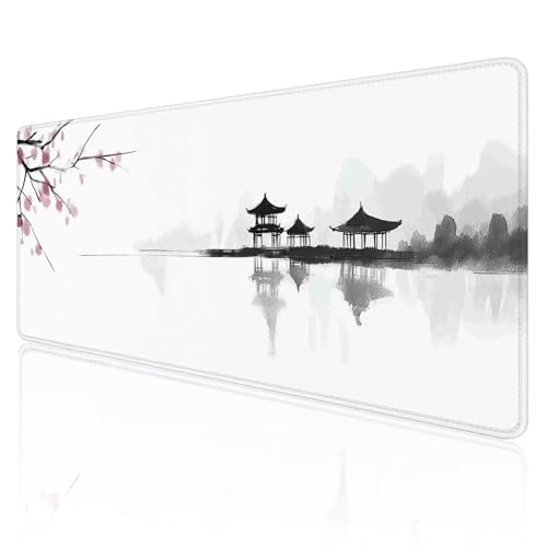Gaming Mauspad XXL 1200 x 600mm Mauspad Japan Mousepad Landschaft Mouse Pad Großer Erweiterter Schreibtischunterlage, rutschfeste Gummibasis Desk Mat Verbessert PräZision und Geschwindigkeit R1205 von SHUIYAZI