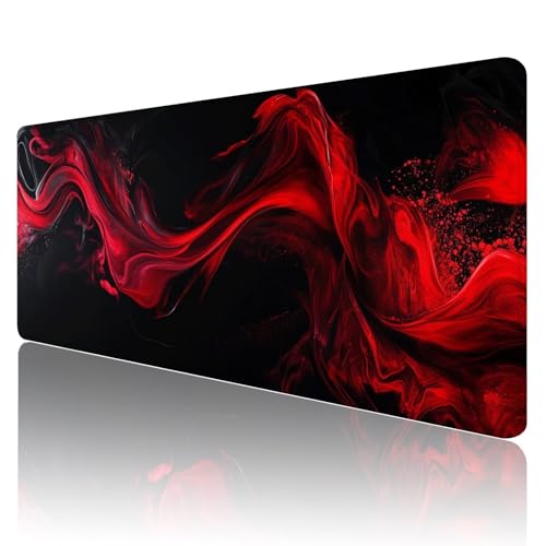 Gaming Mauspad XXL 1200 x 600mm Mauspad Schwarz Mousepad Rot Premium Mouse Pad Großer Erweiterter Schreibtischunterlage, rutschfeste Gummibasis Desk Mat Verbessert PräZision und Geschwindigkeit R967 von SHUIYAZI