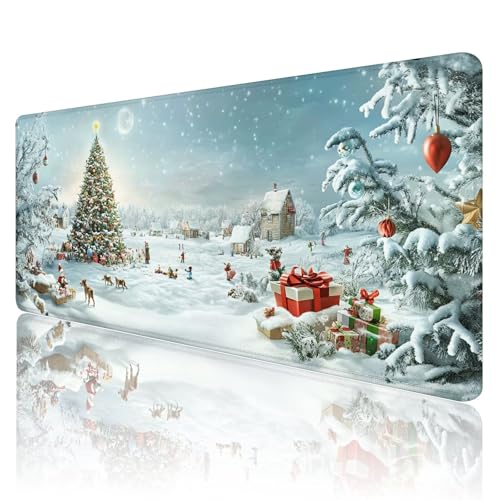 Gaming Mauspad XXL 800x400mm Mauspad Weihnachten Mousepad Landschaft Mouse Pad Großer Erweiterter Schreibtischunterlage, rutschfeste Gummibasis Desk Mat Verbessert PräZision und Geschwindigkeit R242 von SHUIYAZI