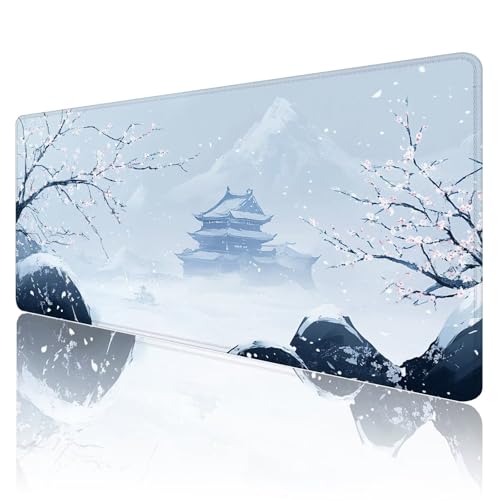 Gaming Mauspad XXL 800x400mm Mauspad Weiß Mousepad Gänseblümchen Mouse Pad Großer Erweiterter Schreibtischunterlage, rutschfeste Gummibasis Desk Mat Verbessert PräZision und Geschwindigkeit R997 von SHUIYAZI