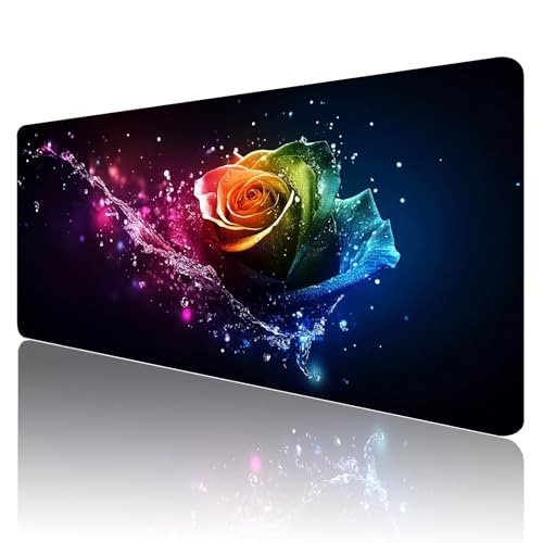 Mauspad XXL 800x300 mm Gaming Mauspad Lila Groß VernäHte Kanten Schreibtischunterlage Mit Wasserdicht rutschfeste Gummibasis Blumen Mousepad Mouse Pad Desk Mat für Home Office Frauen Geschenk R1256 von SHUIYAZI