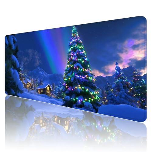 Mauspad XXL 900 x 400 mm Gaming Mauspad Weihnachten Groß VernäHte Kanten Schreibtischunterlage Wasserdicht rutschfeste Gummibasis Landschaft Mousepad Mouse Pad Desk Mat für Home Office Geschenk R348 von SHUIYAZI