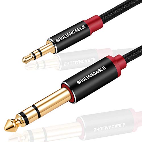 SHULIANCABLE 3.5mm auf 6.35mm Klinke Audio Kabel, Stecker zu Stecker Stereo Audio AUX Kabel für Gitarre, Mischpult, Mikrofon, Recorder, Laptop, Verstärker etc (1M) von SHULIANCABLE