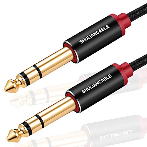 SHULIANCABLE 6,35mm Gitarre Audio Kabel, Nylon Geflochten 6.35mm auf 6.35mm Klinke Audio Kabel für E-Gitarre, Elektronisches Klavier, Bassverstärker, Tasteninstrumen etc (2M) von SHULIANCABLE