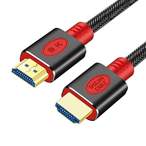 SHULIANCABLE 8K HDMI Kabel, HDMI 2.1 Kabel 48 Gbps 8K@60Hz,4K@120Hz,mit DSC Highspeed Ethernet, für Monitor, Projektor, Blu Ray PS4 Xbox (1M, Red) von SHULIANCABLE