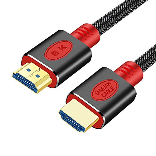 SHULIANCABLE 8K HDMI Kabel, HDMI 2.1 Kabel 48 Gbps 8K@60Hz,4K@120Hz,mit DSC Highspeed Ethernet, für Monitor, Projektor, Blu Ray PS4 Xbox (3M, Red) von SHULIANCABLE