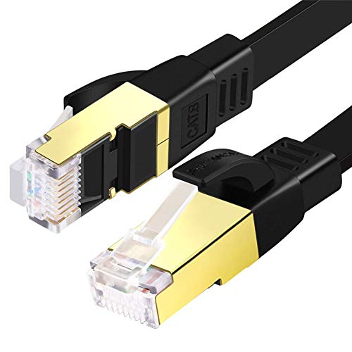 SHULIANCABLE Cat 8 Netzwerkkabel Flach, Ethernet Kabel 40Gbit/s 2000Mhz LAN Kabel mit vergoldete RJ45 für Switch Router Modem Access Point Router, PS4, Smart TV (10M) von SHULIANCABLE