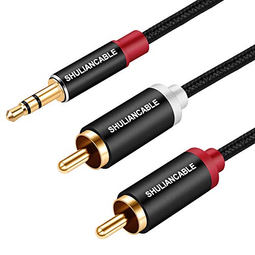 SHULIANCABLE Cinch Kabel,3,5mm Klinke auf 2X RCA Chinch Stecker Y Splitter Cinch auf Klinke Stereo Audio Aux Kabel für Smartphones, MP3, Tablets, Stereoempfänger, Lautsprecher (2M) von SHULIANCABLE