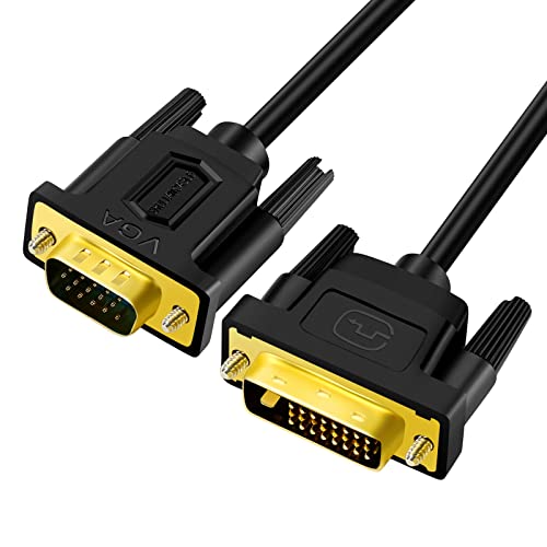 SHULIANCABLE DVI auf VGA Kabel, DVI-D 24 + 1 auf VGA Adapterkabel, Stecker auf Stecker, unterstützt 1080P Full HD für PC DVD HDTV Monitor (5M) von SHULIANCABLE