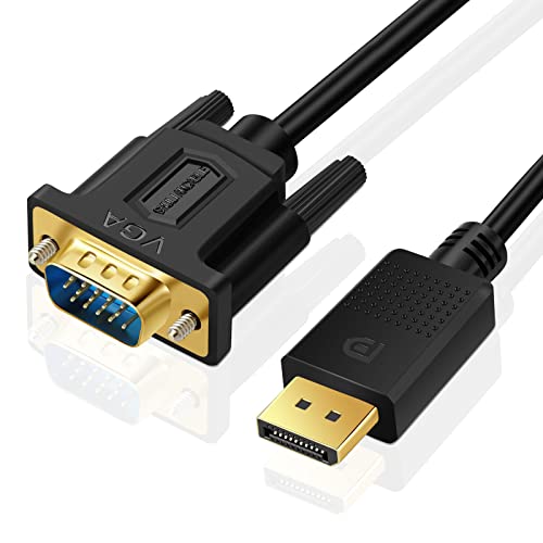 SHULIANCABLE DisplayPort auf VGA Kabel, Vergoldet 1080P DP zu VGA Kabel Kompatibel mit Monitor, PC-Desktop, Laptop, Projektor (1.8M) von SHULIANCABLE