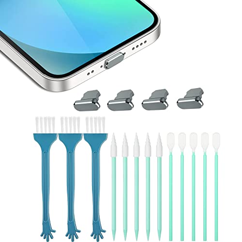 SHULLIN 17 Stück Metall Anti Staub Stecker Telefon Port Reinigungsbürste Kit Handy Lautsprecher Reinigungsbürsten Handy Reinigung Telefon Empfänger Reinigungsbürste für iPhone 11/11 Pro Max/12 mini/12 von SHULLIN