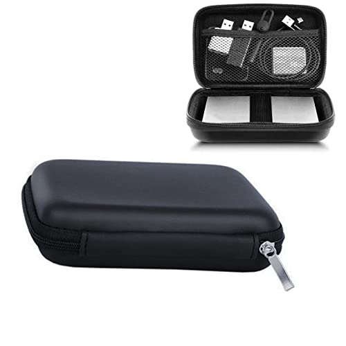 SHULLIN In-Ear Kopfhörer Tasche 14 x 10 x 4cm - Navi Hülle Hart Eva Reißverschluss Case Mit 1 Innenfach für 2.5 Zoll MP3 Player, USB Kabel, Schlüssel, Karte (Schwarz) von SHULLIN
