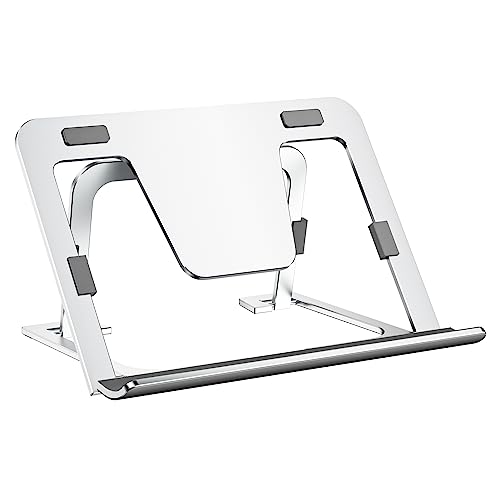 SHUOSUO Tablet Ständer Verstellbar & Faltbar, Schlank Tragbarer Aluminium Tablet Halterung Halter Tisch, Kompatibel mit iPad Pro/Air/Mini, Samsung Tab, Surface Pro, Kindle Fire (7-13 Zoll) (Silber) von SHUOSUO