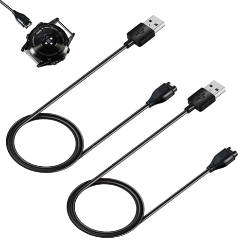 2 x Ladekabel, USB-Ladekabel, kompatibel mit Garmin Watch-Ladekabel, Garmin Fenix 5, 5S, 5X, Plus, 6, 6S, 6X, Pro 7, 7S, 7X, Uhren-Ladekabel, Universal 4/5X/6S/Venu 2S Datenkabel (schwarz) von SHUXIA