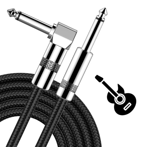 SHUXIA Professionelles Gitarrenkabel, geflochtenes Gitarrenkabel, Instrumentenkabel, Bass-AMP-Kabel, 6,35 mm (1/4 Zoll), gerade auf rechts, Klinkenstecker, E-Gitarrenkabel für Lautsprecher, Tastatur von SHUXIA