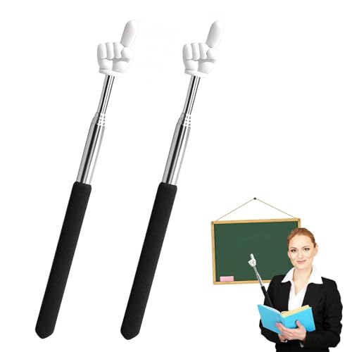 Teleskop-Zeiger für Lehrer, ausziehbarer Zeigerstab, Fingerzeiger, ausziehbarer Handzeiger, Fingerzeiger, kleiner einziehbarer Klassenzimmer-Zeiger für Lehrer, Klassenzimmerbedarf (schwarz), 2 Stück von SHUXIA