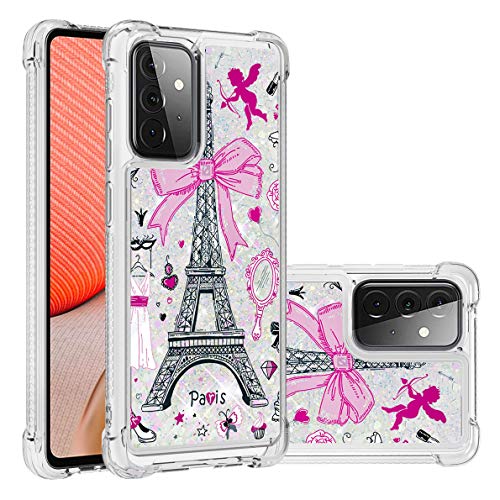 SHUYIT Hülle für Samsung Galaxy A72 Glitzer Handyhülle, Mode Flüssig Treibsand Hülle Silikon Weich TPU Bumper Cover Case Stoßfest Rutschfest Schutzhülle für Samsung Galaxy A72 Hüllen, Turm von SHUYIT