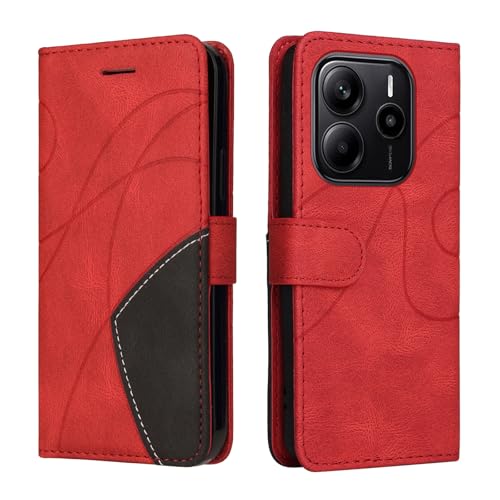 SHYXGLON Brieftaschen-Schutzhülle kompatibel mit Redmi Note 14 4G, Premium-Leder, Brieftaschen-Schutzhülle [Handschlaufe] [Kartenfächer] [Magnetverschluss] Klapphülle für Xiaomi Redmi Note 14 4G (Rot) von SHYXGLON