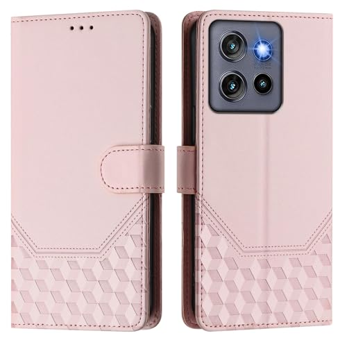 SHYXGLON Schutzhülle für Motorola Moto Edge 60 Stylus 5G, Premium-Leder, Brieftaschen-Hülle, Handgelenkschlaufe, Kartenfächer, Magnetverschluss, Klapphülle für Moto Edge 60 Stylus (Rose) von SHYXGLON