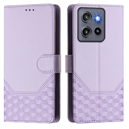 SHYXGLON Schutzhülle für Motorola Moto Edge 60 Stylus 5G, Premium-Leder, Brieftaschen-Hülle, Handschlaufe, Kartenfächer, Magnetverschluss, Klapphülle für Moto Edge 60 Stylus (Violett) von SHYXGLON