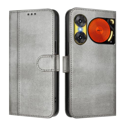 SHYXGLON Schutzhülle für ZTE Nubia Music 2, Premium-PU-Leder, Geldbörsenhülle, Handschlaufe, Kartenfächer, Magnetverschluss, Ständer, Buchstil, Folio-Schutzhülle für ZTE Nubia Music 2 (Grau) von SHYXGLON