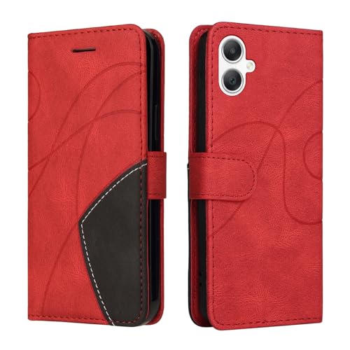 SHYXGLON Schutzhülle kompatibel mit Samsung Galaxy A06 5G, Premium-Leder, Brieftaschen-Schutzhülle [Handschlaufe] [Kartenfächer] [Magnetverschluss] Klapphülle für Samsung Galaxy A06 4G (Rot) von SHYXGLON